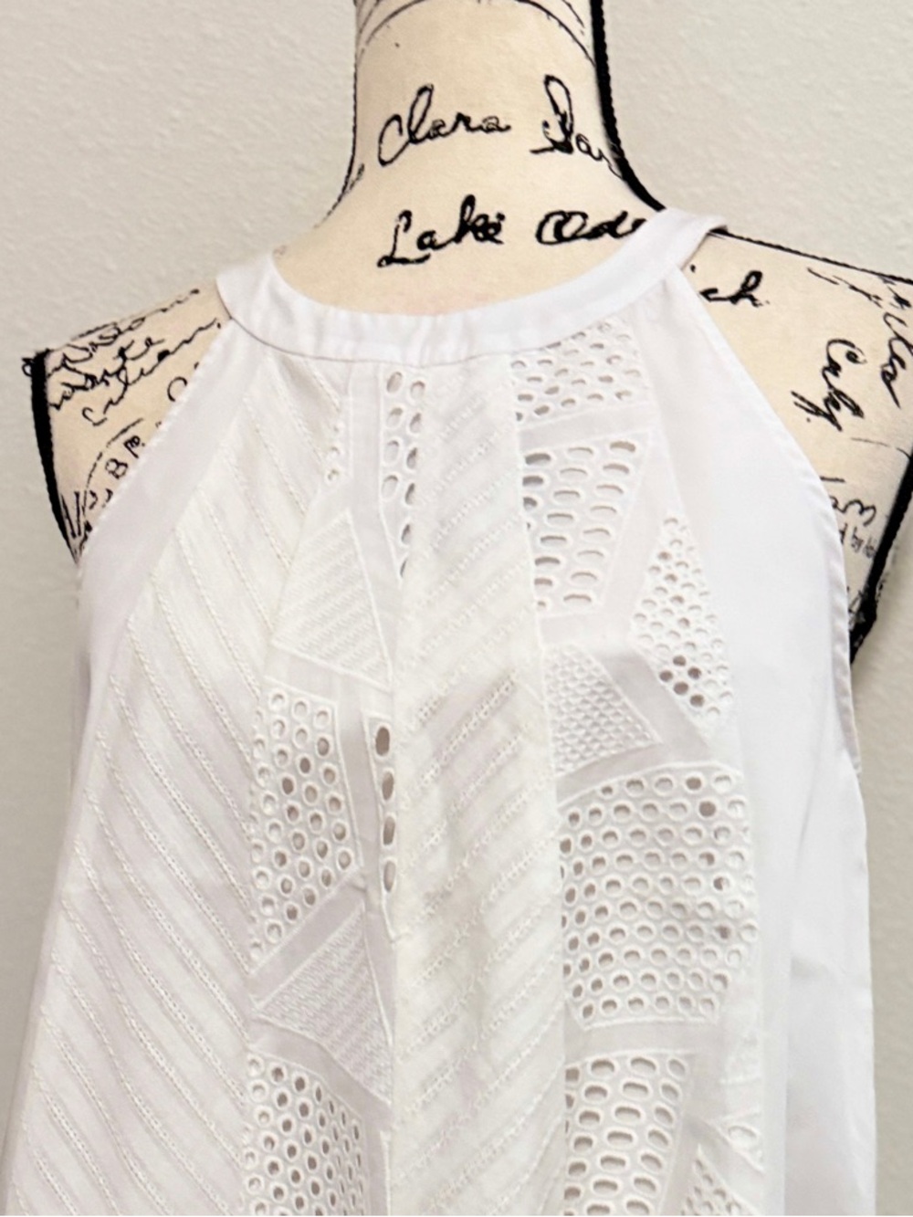 Amanda Uprichard Halter Camisole Nantucket Eyelet Sz M White Summer Quiet Luxury - Picture 9 of 16